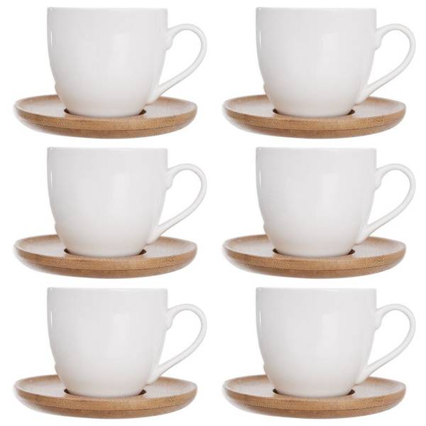 Tasse mit Untertasse 6er Set 127288 Weiß - Porzellan - 9 x 7 x 9 cm