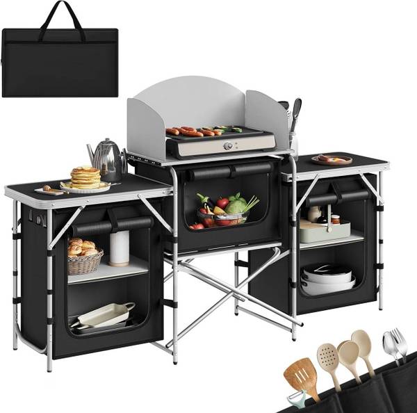 Campingküche Nicol Schwarz - Aluminium - 175 x 110 x 48 cm