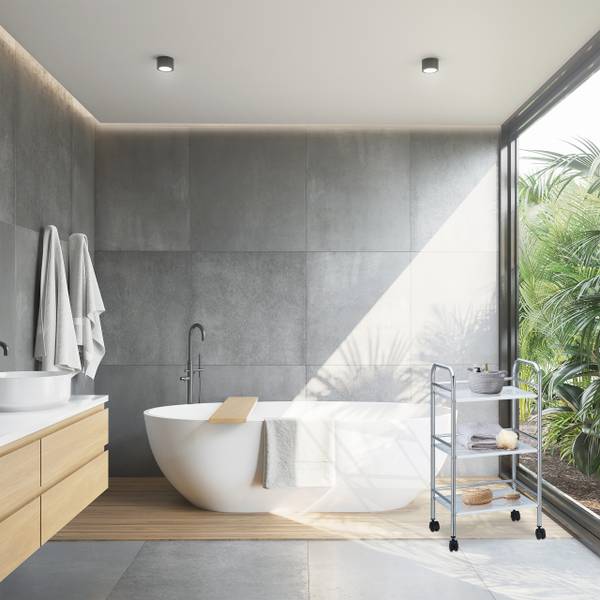 Keukentrolley metaal met 3 etages zilver - wit - ijzer - 41 x 75 x 31 cm