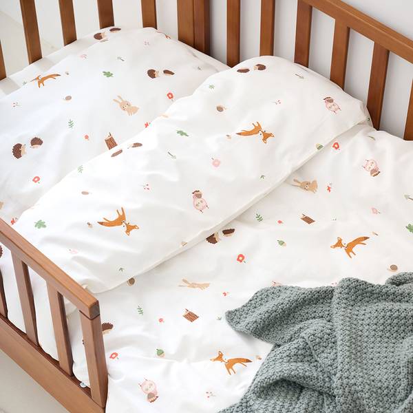 Bettwäsche Set WOODLAND 2 tlg Weiß - Textil - 120 x 1 x 150 cm