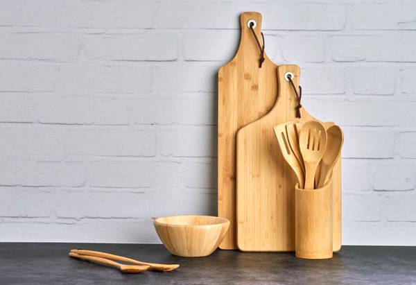 Küchenutensilienhalter-Set, 7-tlg Braun - Bambus - 9 x 33 x 9 cm
