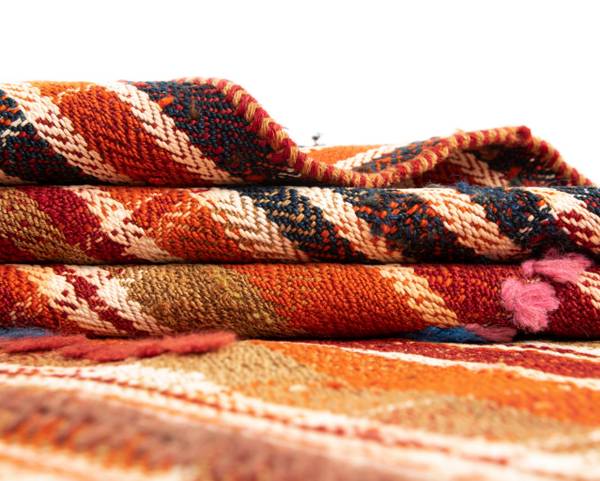 Tapis Jajim XIII Orange - Laine - 140 x 1 x 185 cm