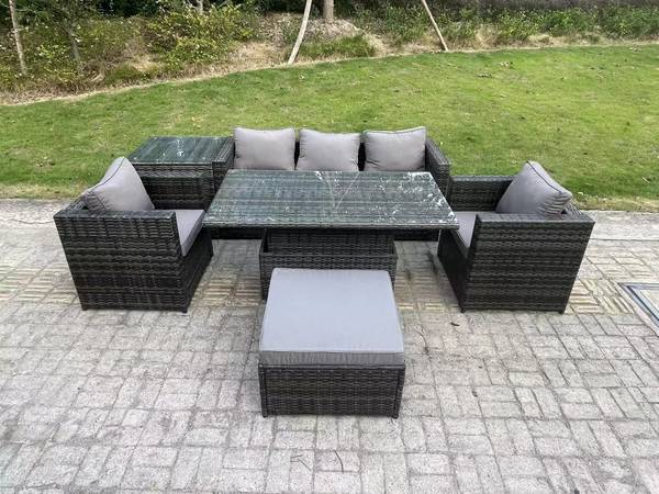 Gartenmöbel Outdoor Grau(6er-Set) Grau - Webstoff - Polyresin