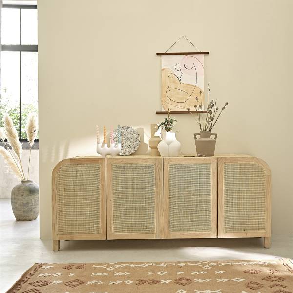 Buffet Beige - Massivholz - 190 x 80 x 45 cm