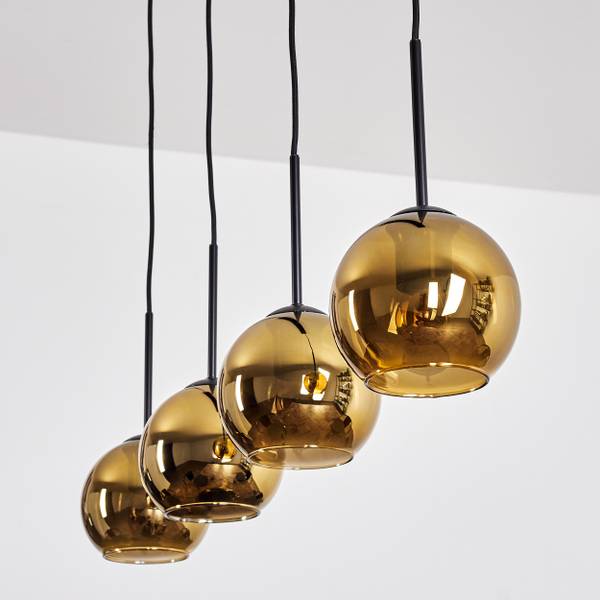 Pendelleuchte Cesaro Gold - Aluminium - Klarglas - 10 x 148 x 92 cm