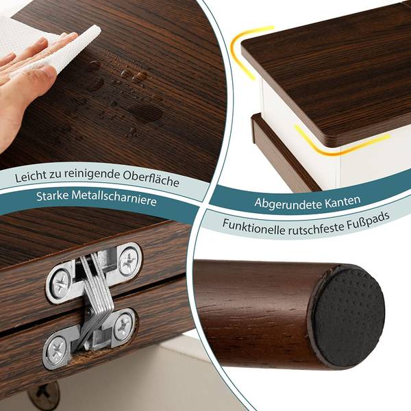 Beistelltisch mit klappbarer Tischplatte Braun - Holzwerkstoff - 30 x 60 x 60 cm