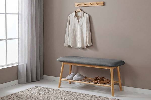 Schuhbank ZEN-BO Grau - Flachgewebe - Polyester - 90 x 45 x 34 cm