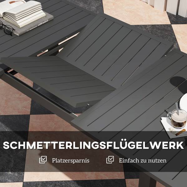 Gartentisch BB5356 Grau - Metall - 90 x 73 x 220 cm