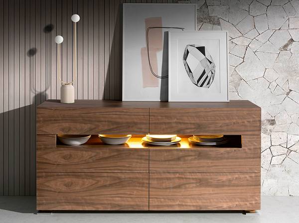 Anrichte 7076 Braun - Nussbaum - Walnuss - Zink - 140 x 71 x 43 cm