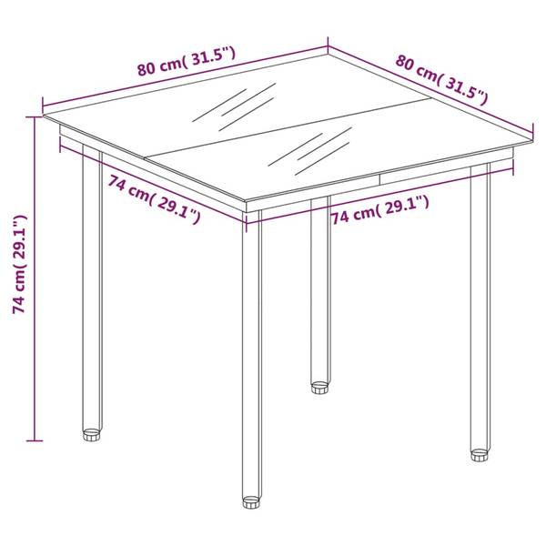 Garten-Essgruppe 3048866-3 5-teilig Grau - Polyrattan - 80 x 74 x 80 cm