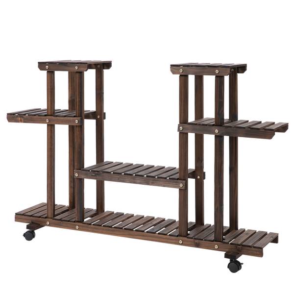 Blumenständer BB5502 Braun - Massivholz - 33 x 80 x 124 cm
