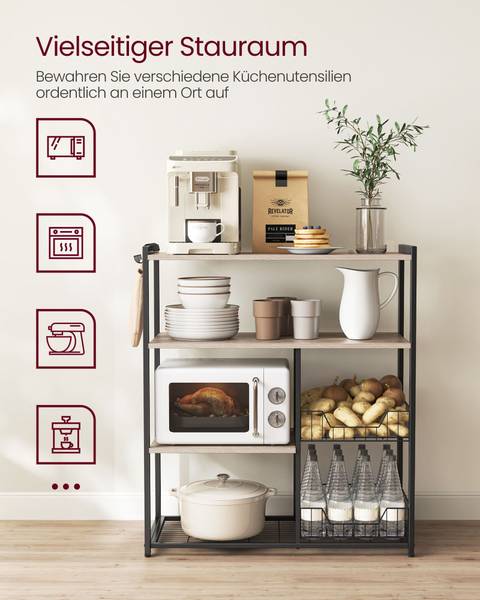 Etagère de cuisine Vienne Noir - Bois manufacturé - 80 x 95 x 35 cm