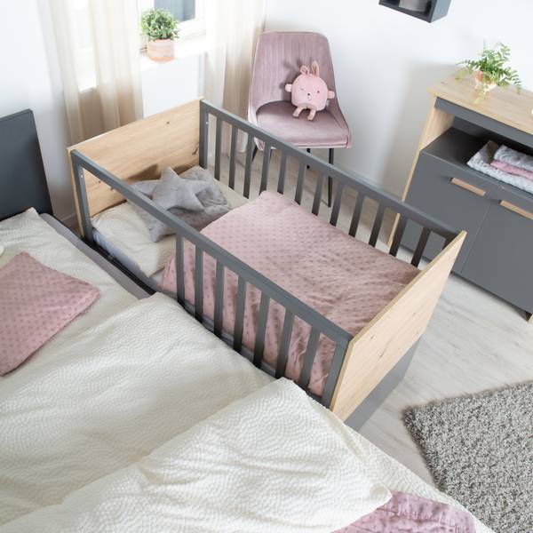 Babyzimmer Set Anna 3-teilig Grau - Eiche