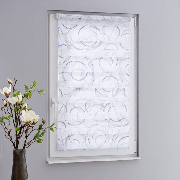 Doppelrollo Klemmfix Grau - Weiß - 85 x 150 cm