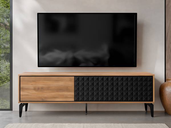 TV-Lowboard Ella Schwarz - Braun - Holzwerkstoff - 190 x 60 x 40 cm