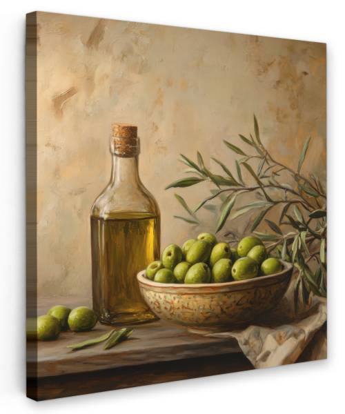 CANVAS SCHILDERIJ Olijven groen - katoen - 50 x 50 x 2 cm