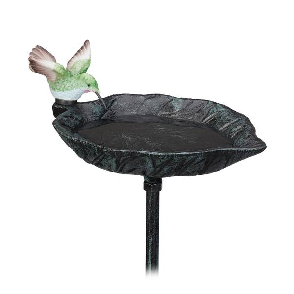 Bain d'oiseaux en fonte de fer Noir - Vert - Fonte - 14 x 101 x 19 cm