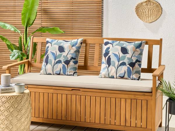 Dekokissen VEGLINO 2-tlg Blau - Weiß - Textil - 45 x 10 x 45 cm
