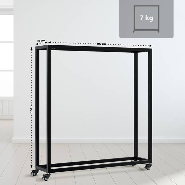 Haardhoutrek Hilta zwart - metaal - 100 x 100 x 25 cm