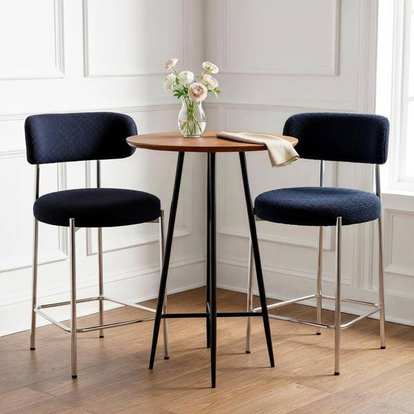 Barhocker NOVA 2er-Set Blau - Webstoff - 52 x 96 x 53 cm