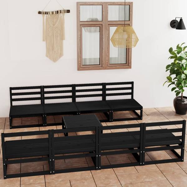 Salon de jardin  3075358 (lot de 9) Noir - Pin - 70 x 30 x 70 cm