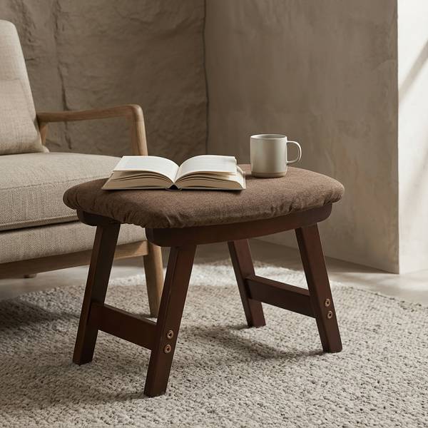 Pouf bois & tissu Marron