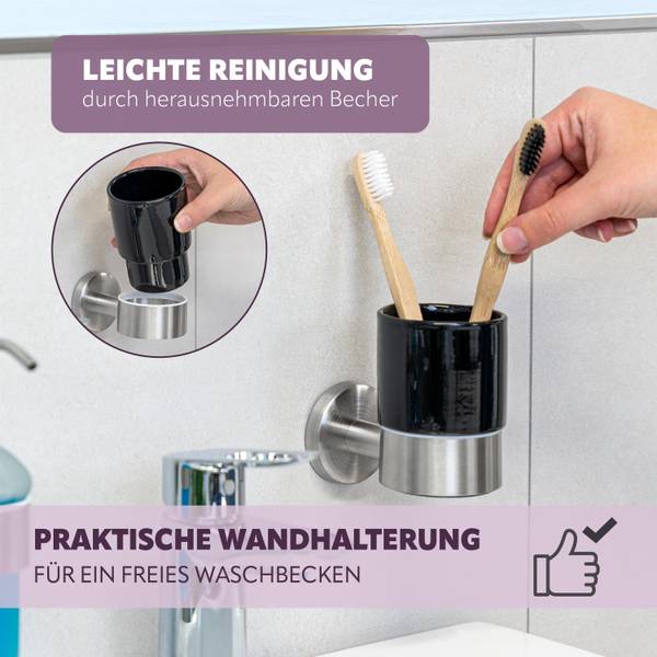 Becherhalter 92039 Schwarz - Keramik - 7 x 12 x 11 cm