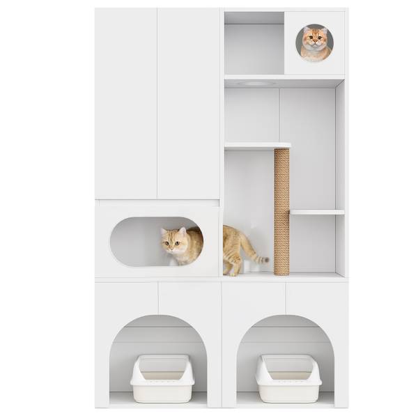 Haustierschrank BAMU23 Ⅳ Weiß - Holzwerkstoff - 45 x 195 x 140 cm