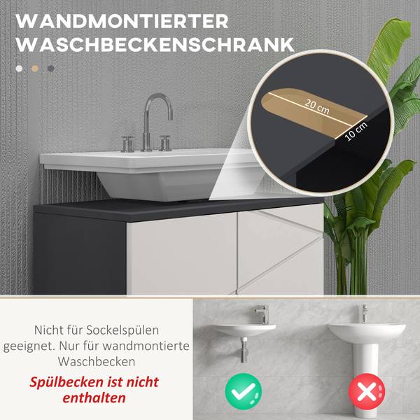 Badezimmerschrank 834-619V90LG Grau - Holzwerkstoff - 30 x 60 x 60 cm