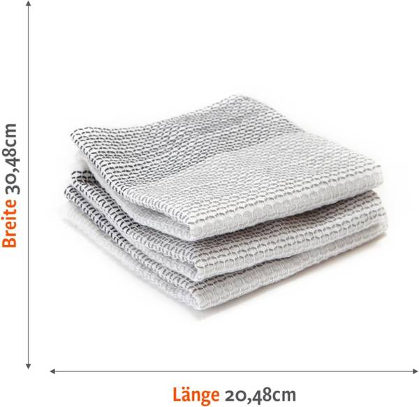 Spültücher Tidy (3er Set) Grau - Baumwollstoff - 31 x 31 x 1 cm