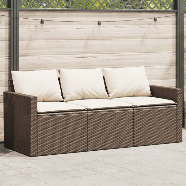 Canapé de jardin 3044725 Marron - Blanc - Acier - 177 x 68 x 70 cm