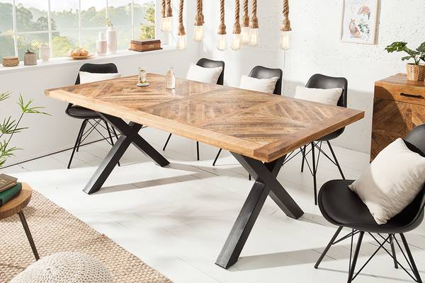 Esstisch INFINITY HOME Braun - Mango - Eisen - 200 x 76 x 100 cm