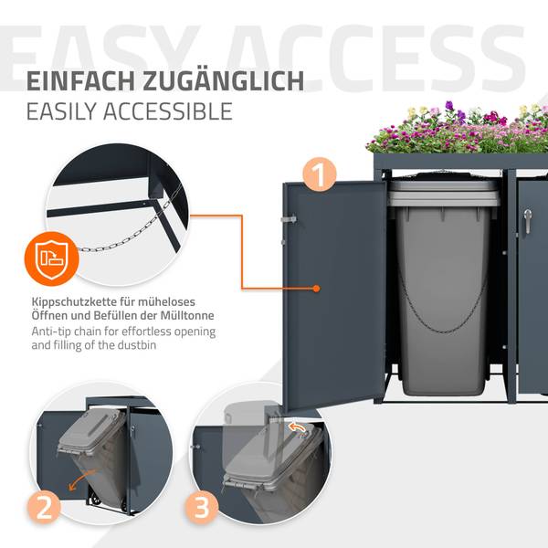 Abri à poubelles TORINO lot de 2 Largeur : 132 cm