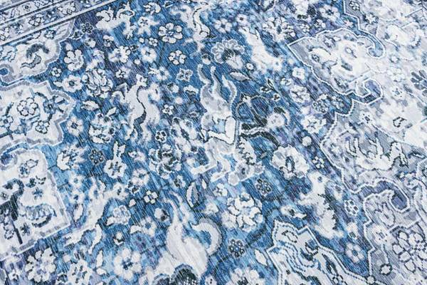 Teppich OLD MARRAKESCH Beige - Blau - Grau - Baumwollstoff - Flachgewebe - Polyester - Wolle - 230 x 160 cm