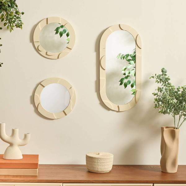 Spiegel ANNY 3er-Set Beige - Glas - 25 x 25 x 2 cm