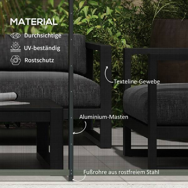 Gartenzaun 844-831V00BK Schwarz - Textil - 3 x 126 x 365 cm
