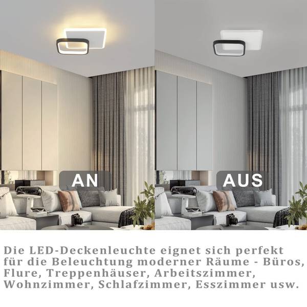 LED Deckenleuchte Vaynix Schwarz - 24 x 6 cm - Durchmesser Lampenschirm: 24 cm