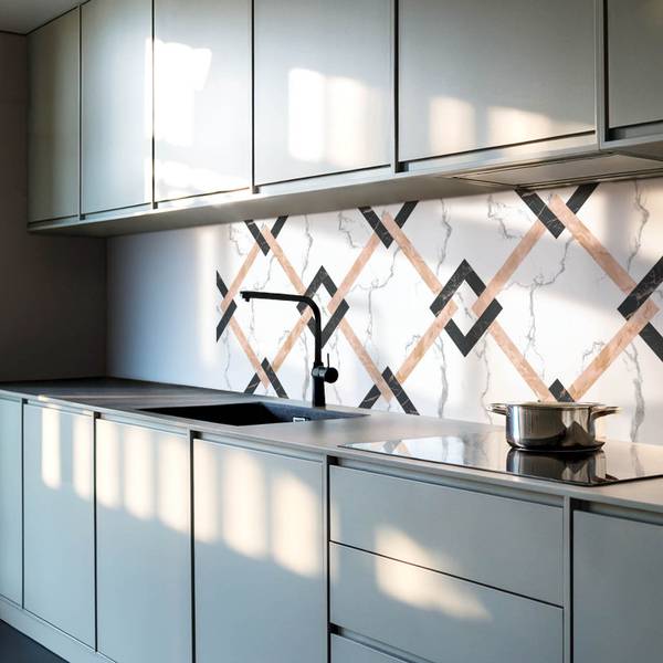 Fliesen Marmor Geo Muster 4er Set 50 x 50 cm