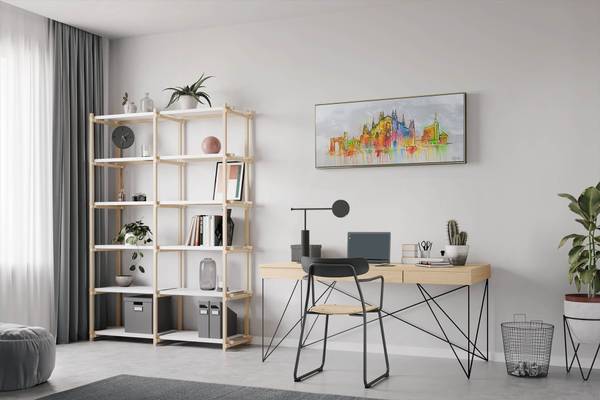 Tableau peint à la main Skyline Duomo Gris - Coton - 120 x 60 x 4 cm