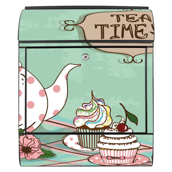 Briefkasten Stahl Tea Time Schwarz - Stahl - 38 x 46 x 13 cm