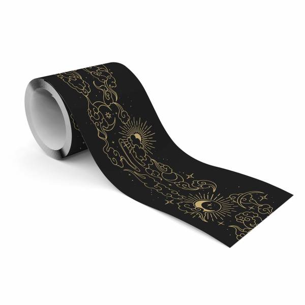 Tapetenbordüre Monde Wolken Sterne Beige - Schwarz - Braun - Fleece - 10 x 300 x 300 cm