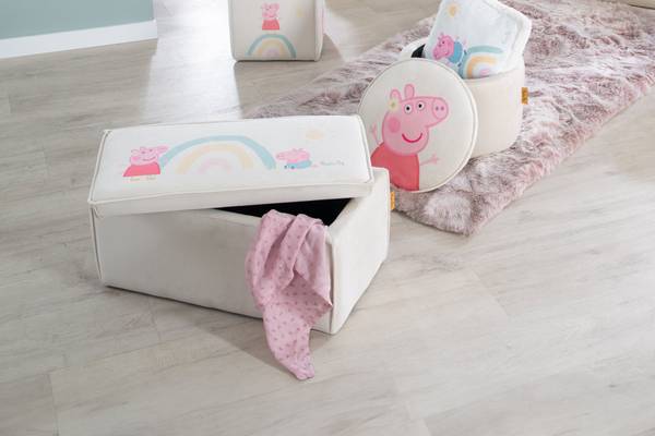 Kinderhocker mit Aufbewahrung Peppa Pig Beige - Samt - 57 x 28 x 31 cm