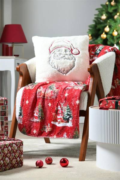 Weihnachtsdecke NOEL Rot - Textil - 130 x 1 x 160 cm