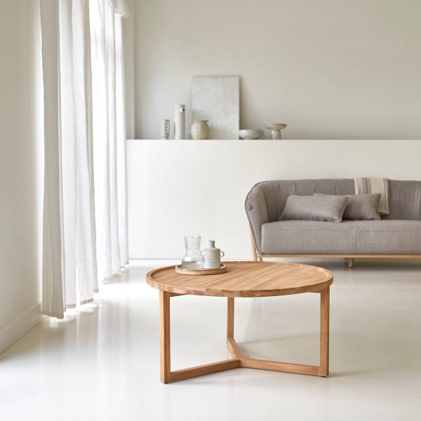 Couchtisch Ana Beige - Teakholz - 90 x 45 x 90 cm