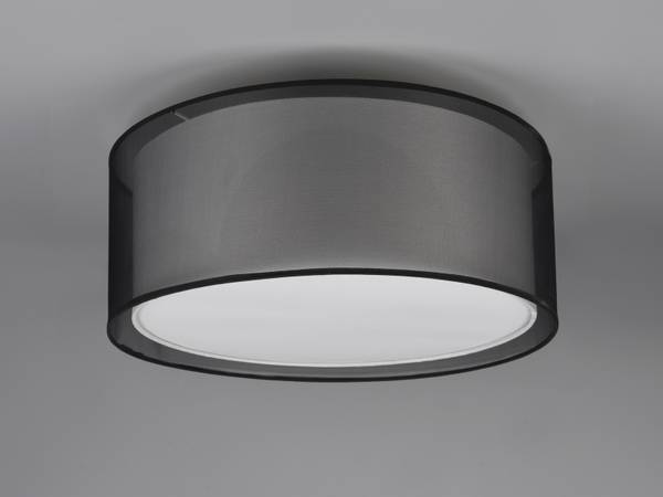 Deckenleuchte groß Stoff Lampenschirm Schwarz - Weiß - Metall - Textil - 50 x 25 x 50 cm