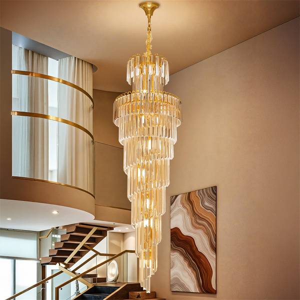 Kronleuchter Aurora Gold - Eisen - Kristallglas - 50 x 160 x 50 cm