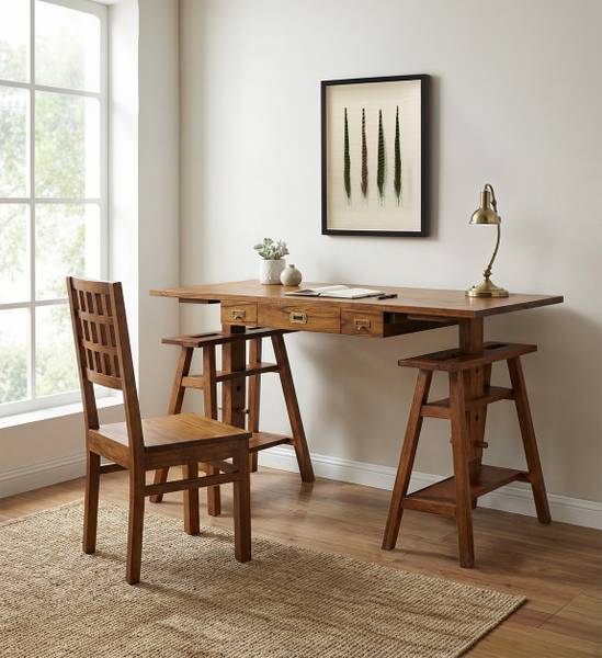 SCHREIBTISCH VERSTELLBARER L 152 cm Braun - Holz teilmassiv - 152 x 78 x 70 cm
