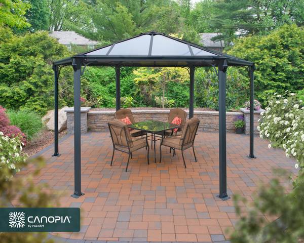 Pavillon Monaco Grau - Metall - 390 x 290 x 450 cm