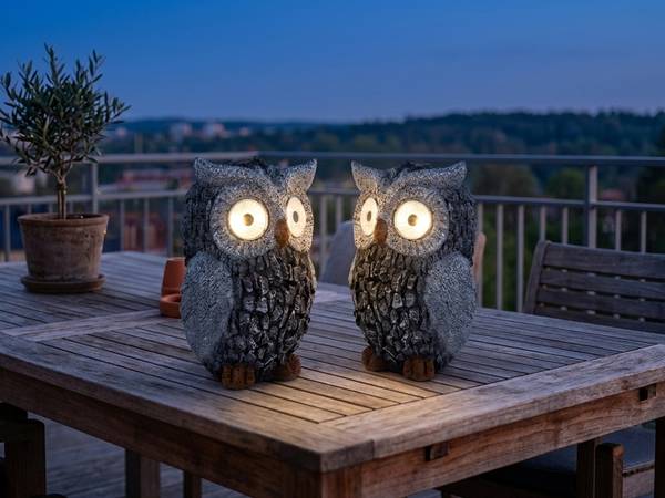 Solarleuchte Gufo 2er Set Grau - Kunststoff - 11 x 19 x 13 cm
