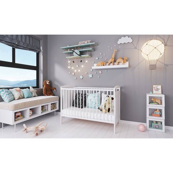 Mitwachsendes Babybett Weiß - Massivholz - 65 x 90 x 124 cm